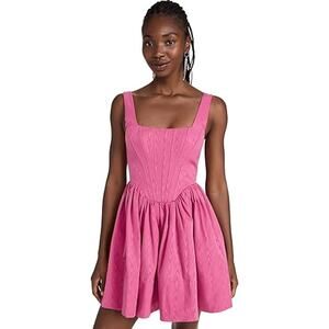 NWT Staud Landscape Sleeveless Bubble Hem Mini Dress Lollipop Pink Womens Size 6